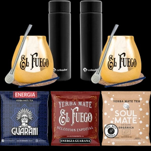 Set von Yerba Mate für Paare PREMIUM Kalebasse Thermoskanne