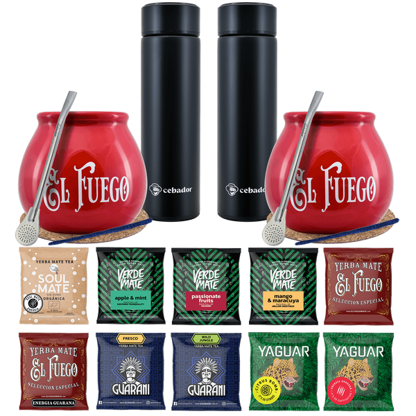 Yerba Mate Thermos Bombilla Set für zwei Personen 500g