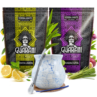 Guarani Mate Tee Set 2x500g Keramik Kalebasse Bombilla