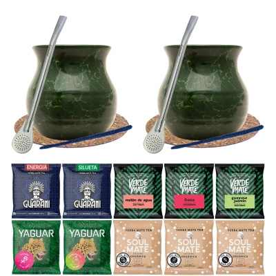 Set für zwei Personen 10x50g Yerba Mate Bombilla Mate Becher
