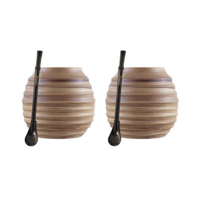 Mate Tee Zubehör Set: 2x Kalebasse + 2x Bombilla