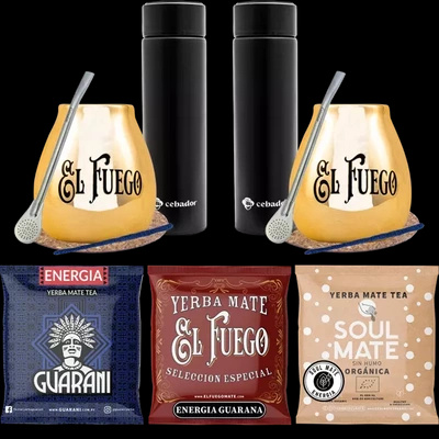 Set von Yerba Mate für Paare PREMIUM Kalebasse Thermoskanne
