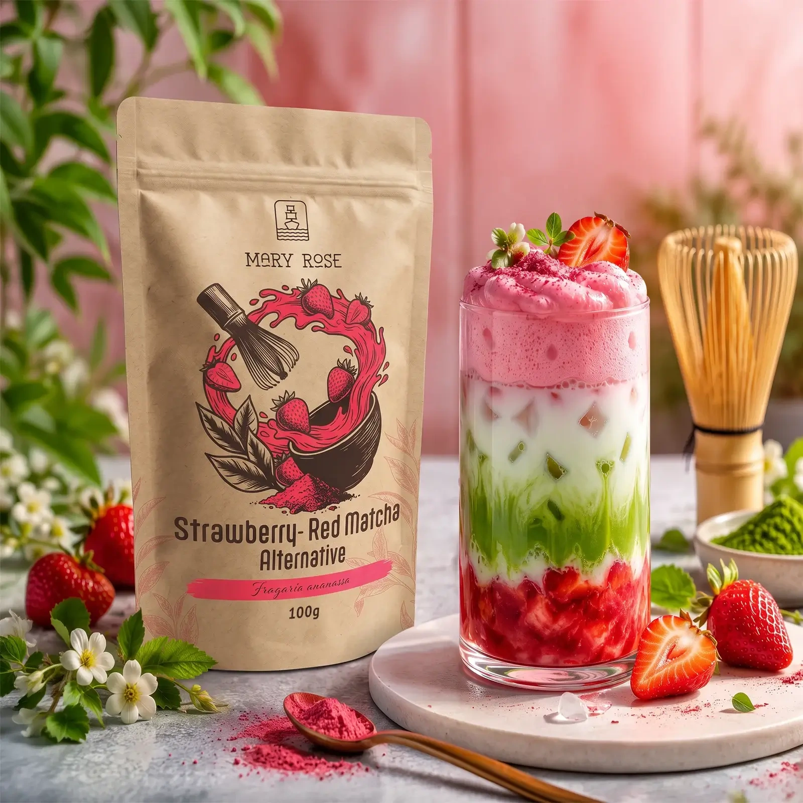 Mary Rose Red Matcha Alternative Strawberry