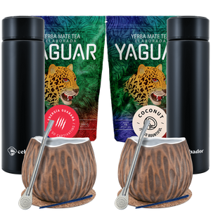 Yerba Mate Kokosnuss Thermoskannen Set für Zwei 1000g