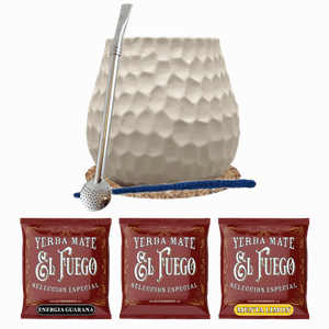 Mate-Tee-Set: Proben El Fuego 3x50g + Kalebasse + Bombilla