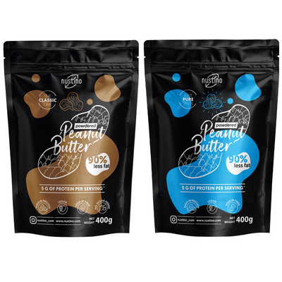 Nustino Erdnussbutterpulver-Set: Classic + Pure 2x400g