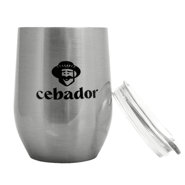 TermoLid – Stahl-Mate Becher mit Deckel – Cebador (Silberfarbe) –350 ml