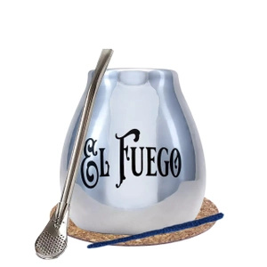Yerba Mate BIG Kalebasse Silber Bombilla El Fuego