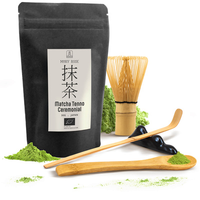 Zeremonielles Set zur Zubereitung von Matcha-Tee: japanischer Bio-Matcha 30g + Zubehör