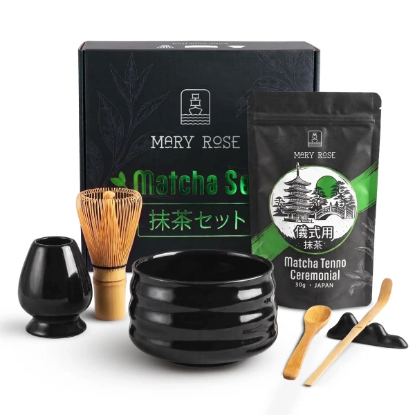 Geschenkset: Japanischer Matcha in Zeremonialqualität + matchawan + Bambuszubehör