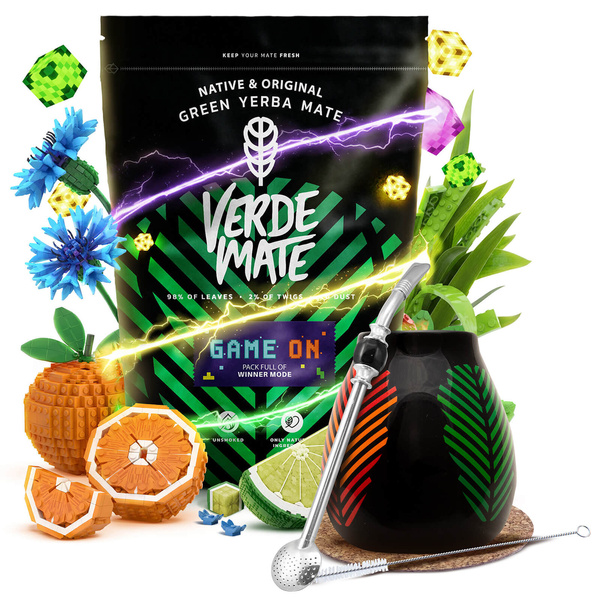 Mate Tee Set Verde Mate Game On 400g 0,4kg Kalebasse + Bombilla