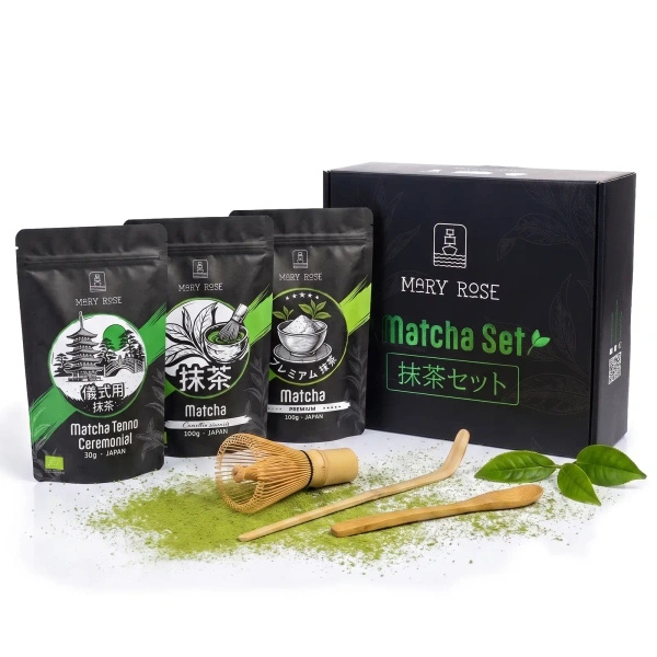 Geschenkset: 3x japanischer Matcha + Bambuszubehör