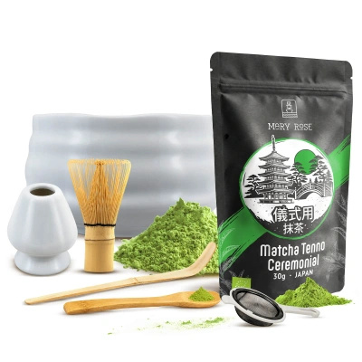 Zeremonielles Set zur Zubereitung von Matcha-Tee: japanischer Bio-Matcha 30g + Zubehör