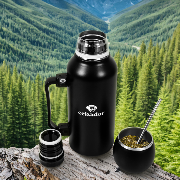 YerbaGo – Thermos mit Kalebasse und Bombilla 1,3 L – schwarz