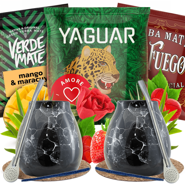 Yerba Mate Set für zwei Personen Matero Marmol 3x50g