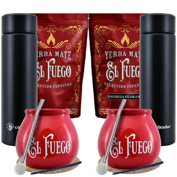 Yerba Mate El Fuego Thermoskannen-Set für zwei Personen 1kg