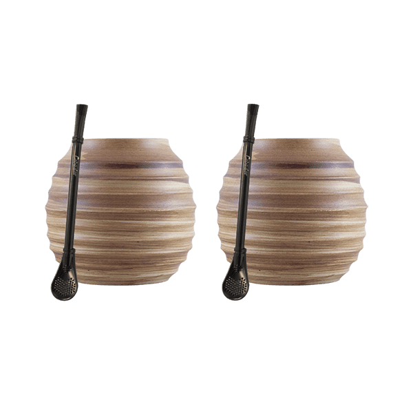 Mate Tee Zubehör Set: 2x Kalebasse + 2x Bombilla