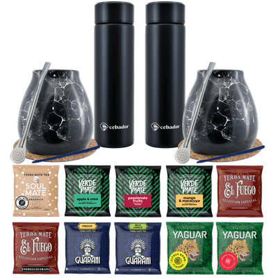 Yerba Mate Thermos Bombilla Set für zwei Personen 500g