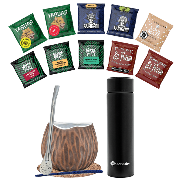 Mate Tee Set 500g Mate Becher 10x50g Thermosflasche
