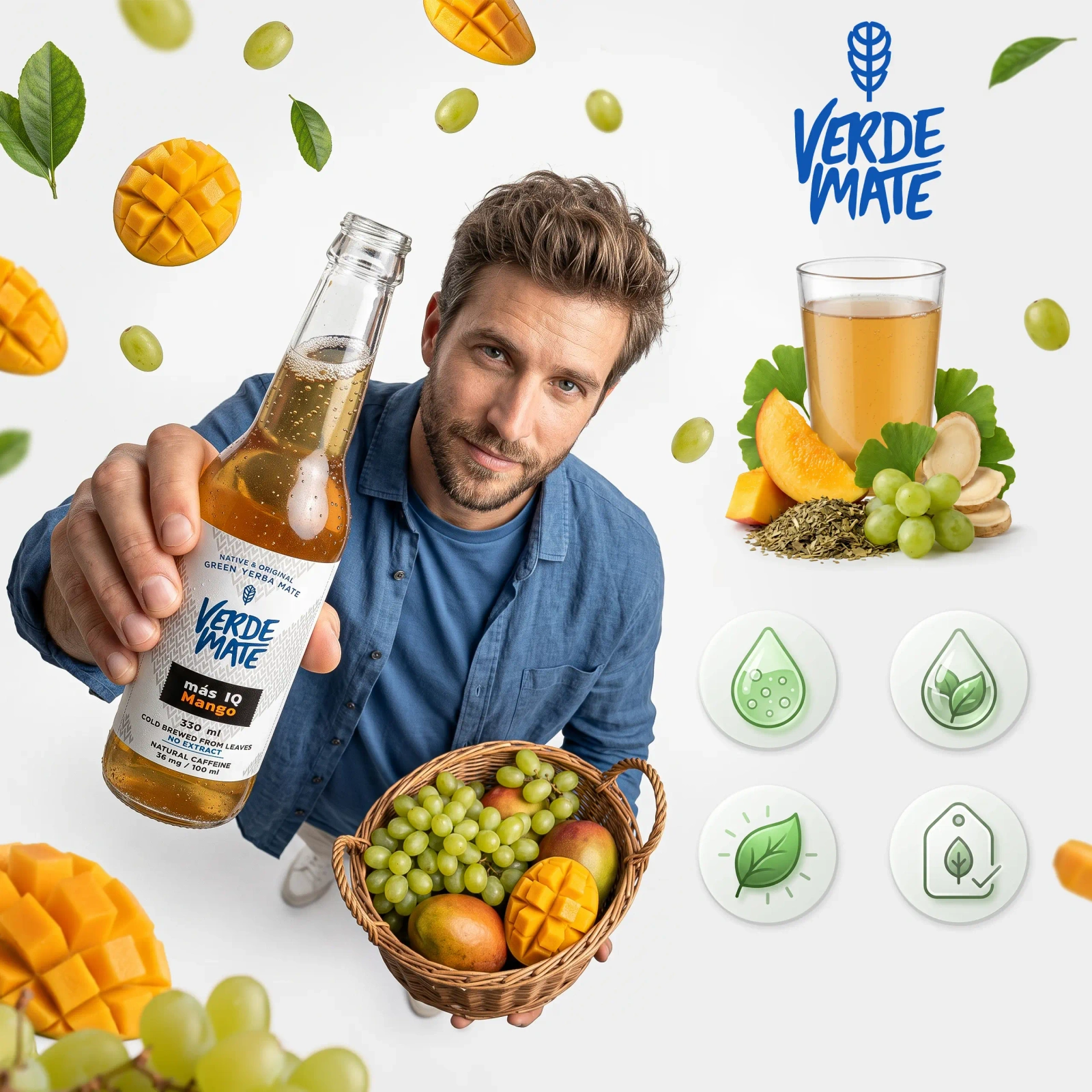 Verde Mate Green Cold Brew Más IQ Mango