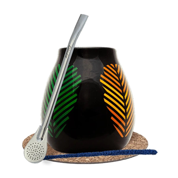 Set bunt Mate Becher  + Bombilla 19cm Yerba Mate