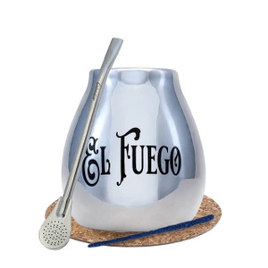 Yerba Mate BIG Kalabasa bombilla Silber El Fuego