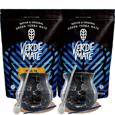 Yerba Mate Mas IQ Set für zwei Personen Bombilla 2x500