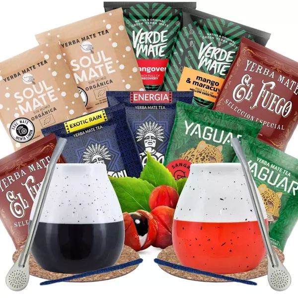 Yerba Mate Set für zwei Personen Bombilla Matero 500g