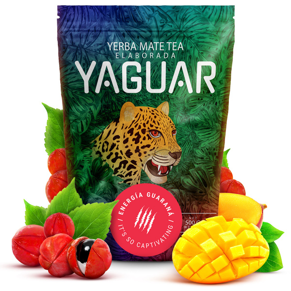 Mate Tee Set Yaguar Energia 500g 0,5kg Yerbomos + Kalebasse + Bombilla