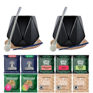 Set für zwei Personen Bombilla Mate Becher 10x50g