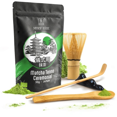 Zeremonielles Set zur Zubereitung von Matcha-Tee: japanischer Bio-Matcha 30g + Zubehör
