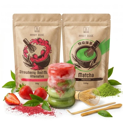 Set für bunten Matcha Latte: Matcha + Red Matcha + Zubehör