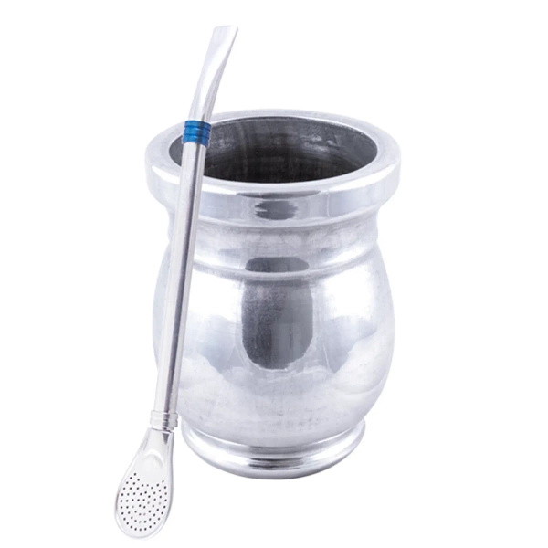 Palo Santo Mate Becher + Bombilla Anillo Blau