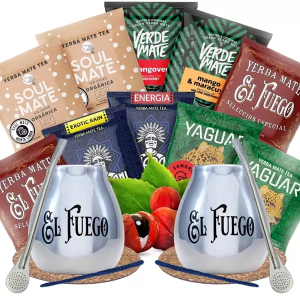 SET FÜR ZWEI Yerba Mate Kalabasse Bombilla 10x50g