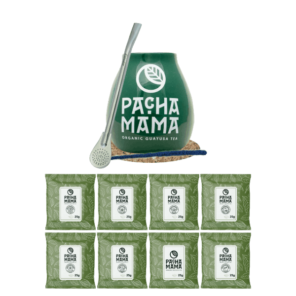 Guayusa Pachamama Set 8x25g Mate Becher + Bombilla