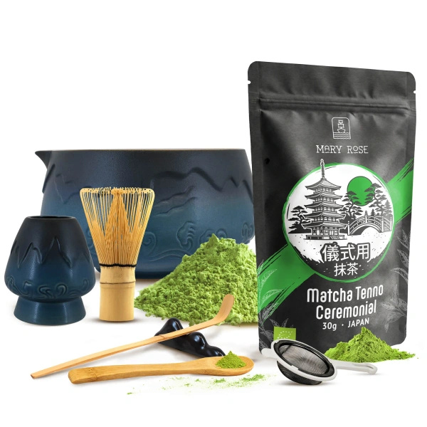 Zeremonielles Set zur Zubereitung von Matcha-Tee: japanischer Bio-Matcha 30g + Zubehör