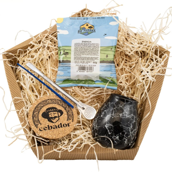 Geschenkset Mate Tee: Rio Parana Energia 50g + Kalebasse + Bombilla