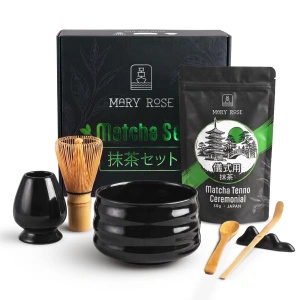 Geschenkset: Japanischer Matcha in Zeremonialqualität + matchawan + Bambuszubehör