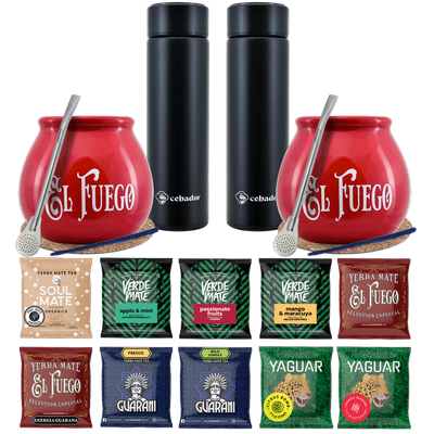 Yerba Mate Thermos Bombilla Set für zwei Personen 500g