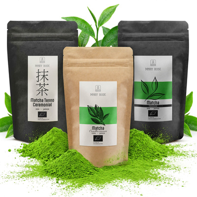 Set aus 3 japanischen Bio‑Matcha‑Tees: zeremoniell + Premium + kulinarisch