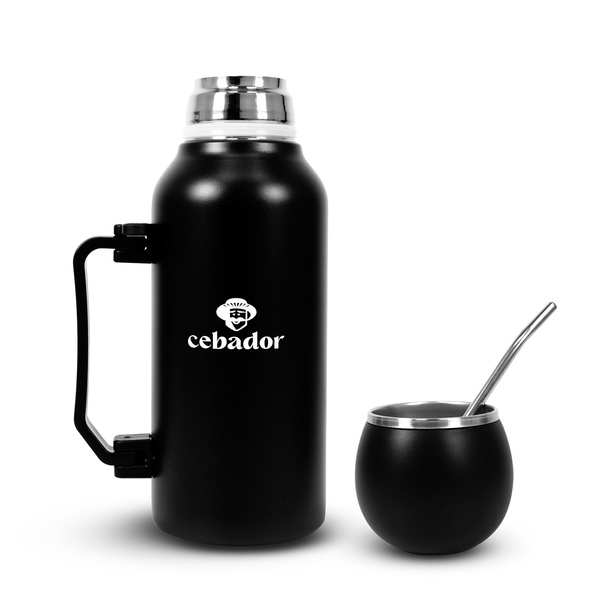 YerbaGo – Thermos mit Kalebasse und Bombilla 1,3 L – schwarz