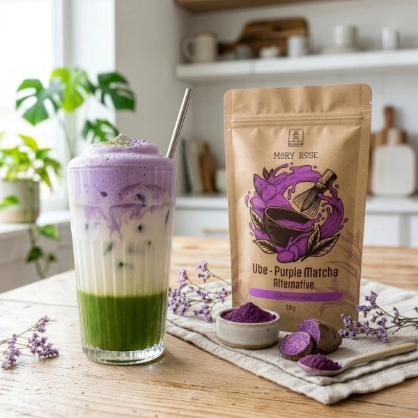 Set für bunten Matcha Latte: Matcha + Purple Matcha + Zubehör