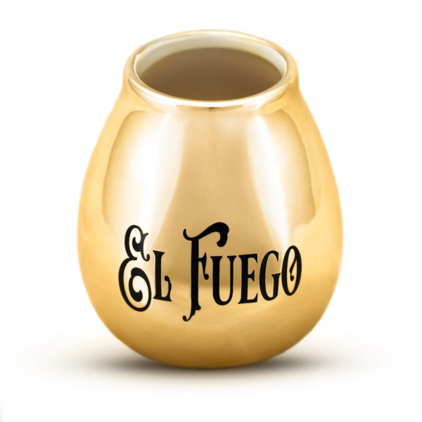 Keramischer Mate Becher mit dem Logo  El Fuego (gold) 350 ml