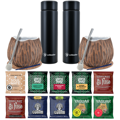 Yerba Mate Thermos Bombilla Set für zwei Personen 500g