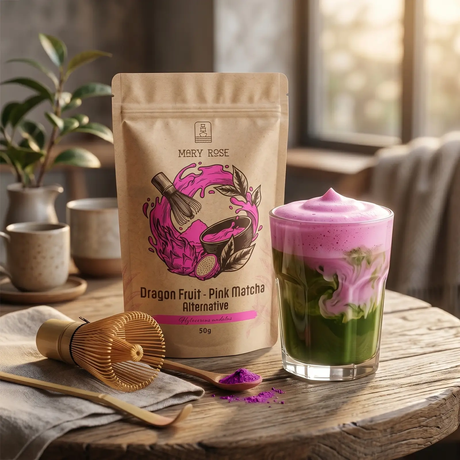 Mary Rose Pink Matcha Alternative Dragon Fruit