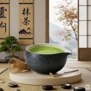 Geschenkset: japanischer zeremonieller Matcha + matchawan + Bambuszubehör