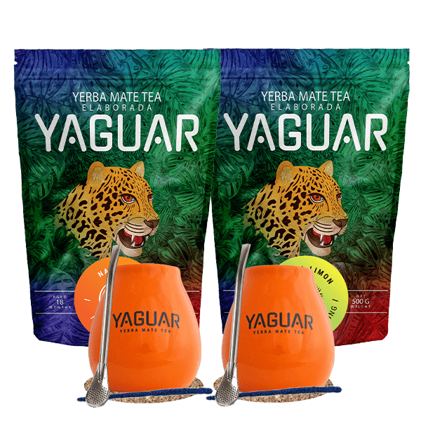 Yerba Mate Set Yaguar Naranja 500g + Yaguar Menta Limon 500g