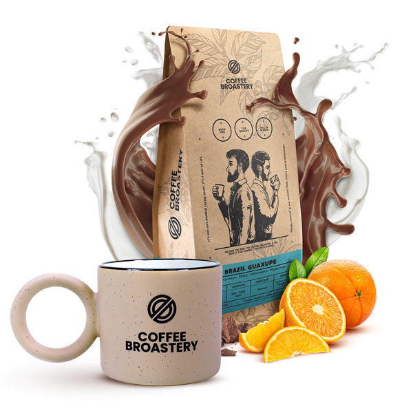 Bro Coffee Roastery Set: Brazil Guaxupe Kaffee + Becher