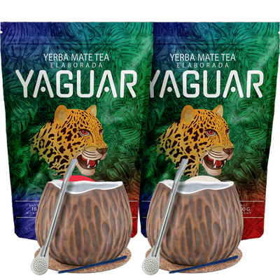 Yerba Mate Set für zwei Personen Bombilla Matero cocos