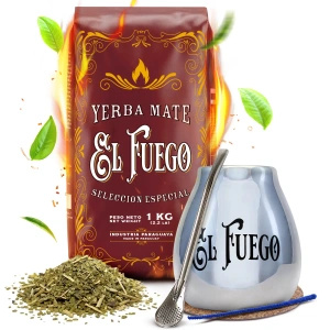 Mate Tee Set: El Fuego Elaborada 1kg + Kalebasse + Bombilla